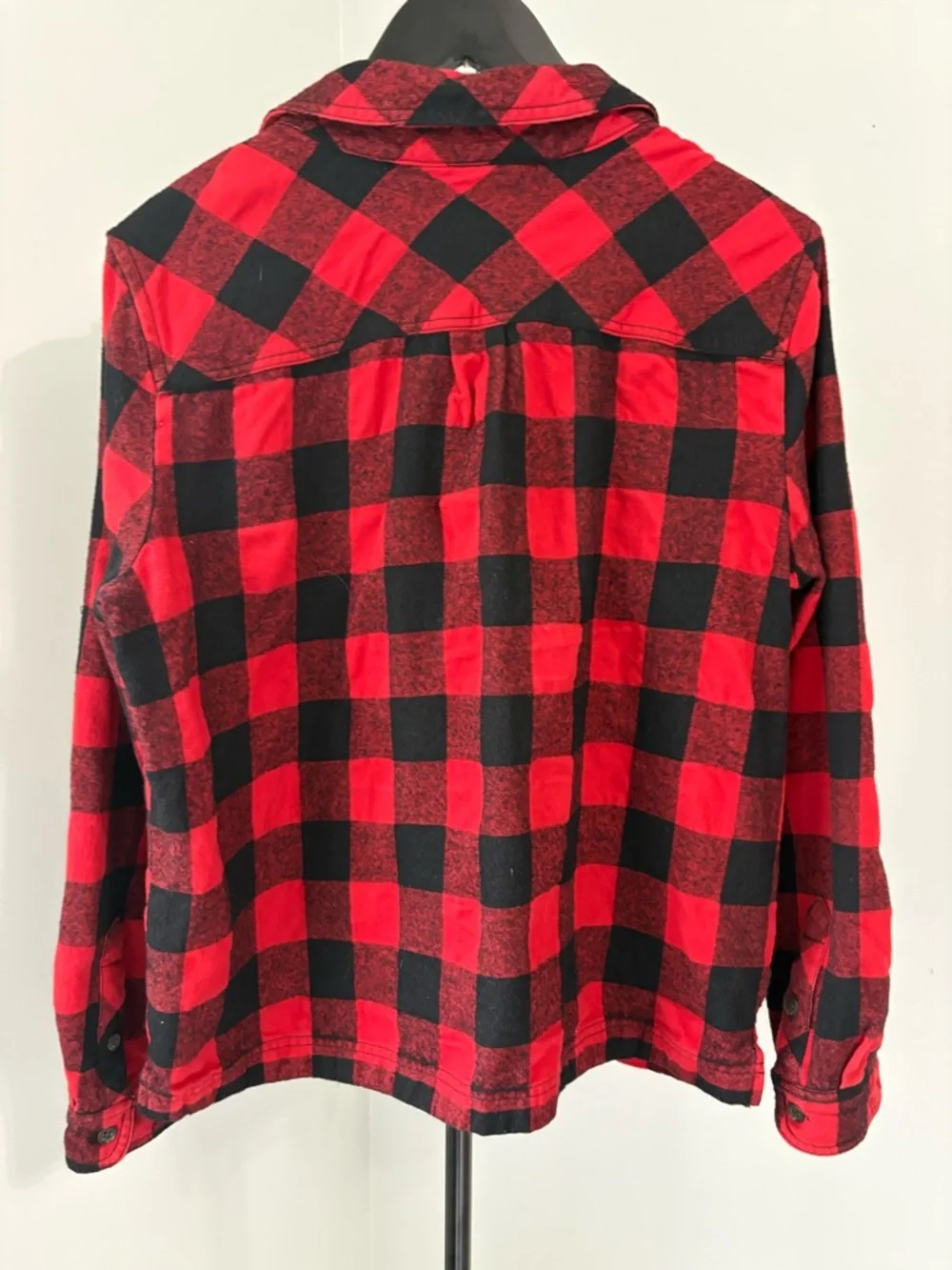 J. Crew Buffalo Plaid Popover Shirt Jacket Shacket Red Black Flannel Medium